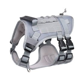 Tactical Dog Harness For Small Medium Large Dog; Dog Harness Vest With Soft Padded And D-Ring Collar (Color: Grey)