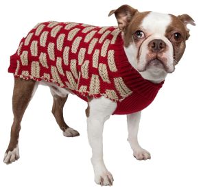 Fashion Weaved Heavy Knit Designer Ribbed Turtle Neck Dog Sweater (size: large)